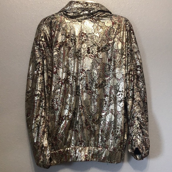 Vintage Pacific I.D. jacket Women's Ones Size coat foil look abstract art deco - Picture 8 of 11